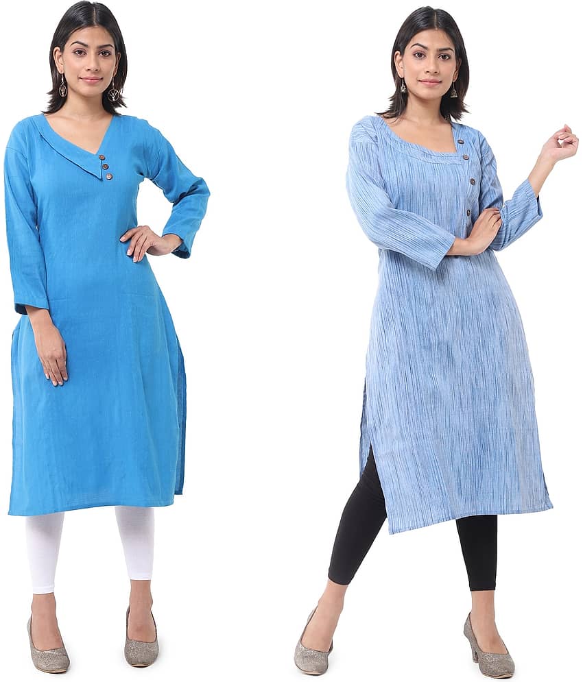 DESHBANDHU DBK - Multicolor Cotton Women's Straight Kurti ( Pack of 2 ) - Kurtis, Tunics | Buy online on ZillyBuy