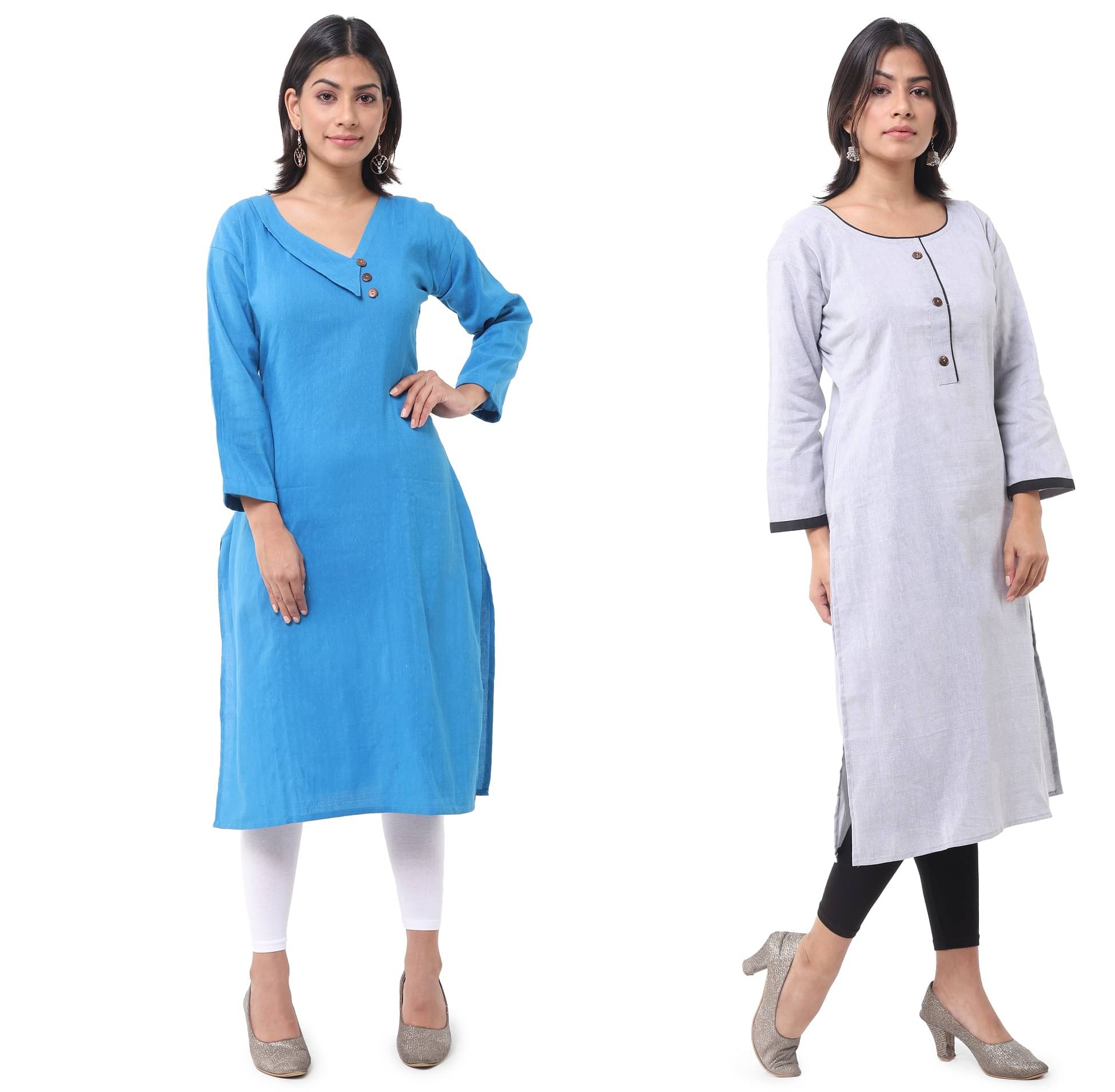     			DESHBANDHU DBK - Multicolor Cotton Women's Straight Kurti ( Pack of 2 )