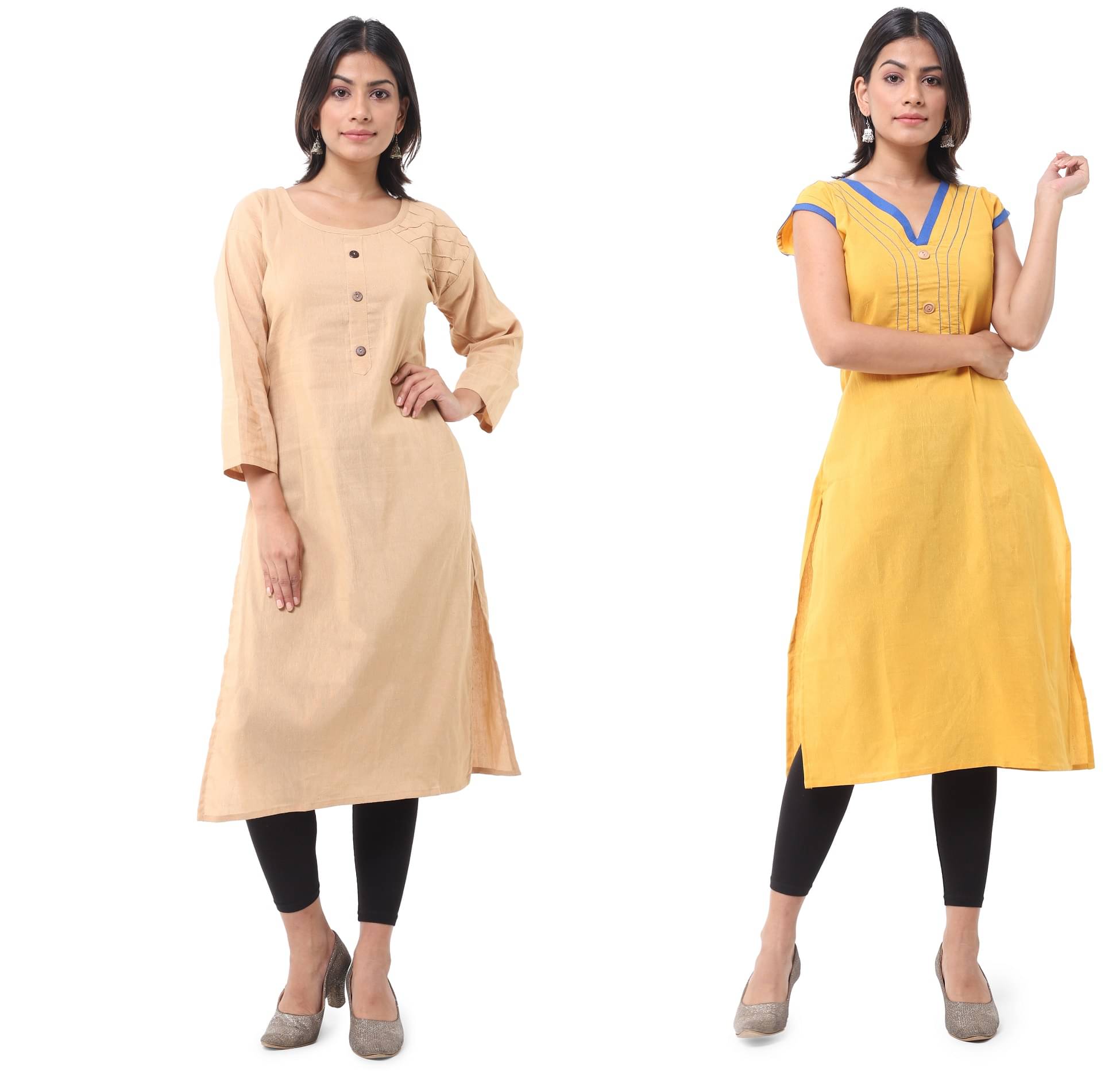     			DESHBANDHU DBK - Multicolor Cotton Women's Straight Kurti ( Pack of 2 )
