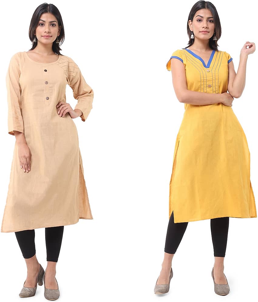 DESHBANDHU DBK - Multicolor Cotton Women's Straight Kurti ( Pack of 2 ) - Kurtis, Tunics | Buy online on ZillyBuy