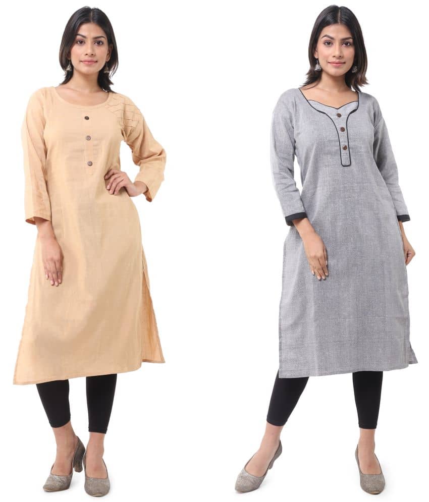 DESHBANDHU DBK - Multicolor Cotton Women's Straight Kurti ( Pack of 2 ) - Kurtis, Tunics | Buy online on ZillyBuy