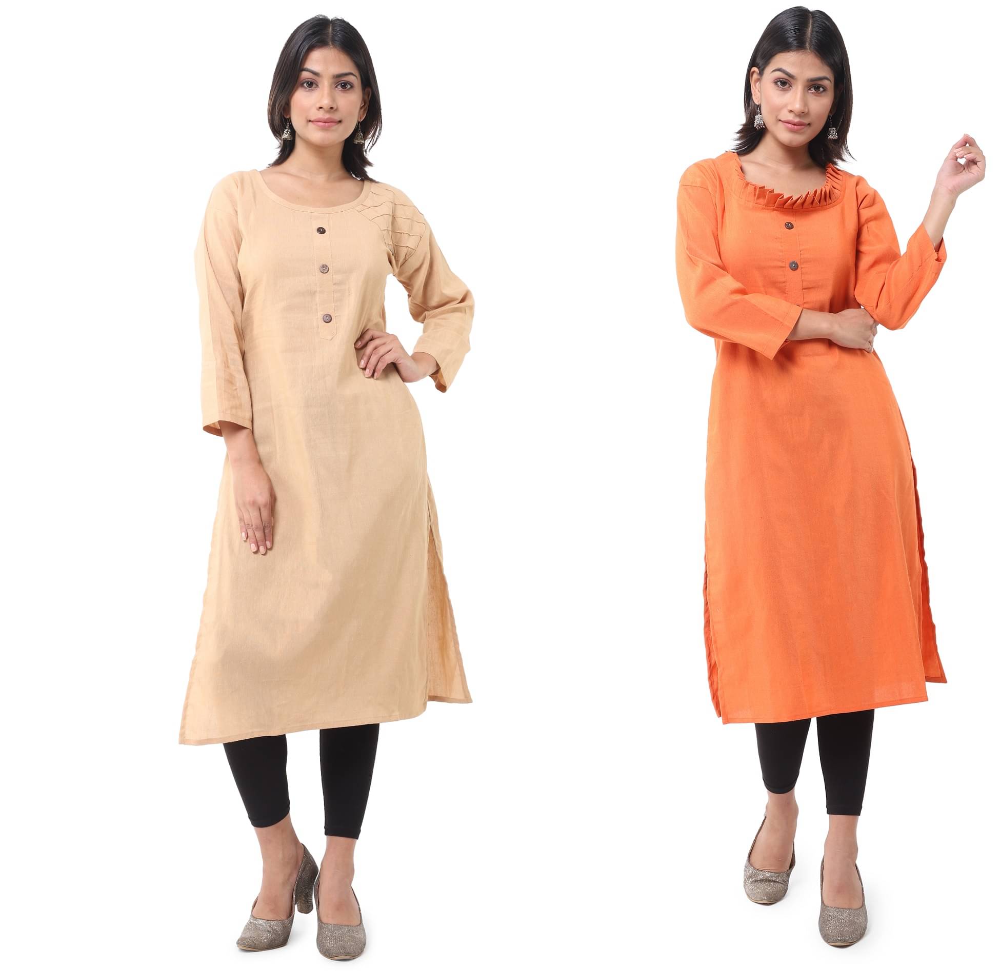     			DESHBANDHU DBK - Multicolor Cotton Women's Straight Kurti ( Pack of 2 )