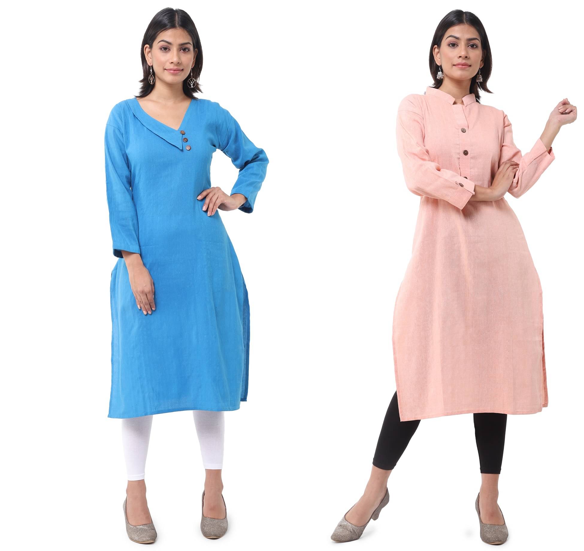     			DESHBANDHU DBK - Multicolor Cotton Women's Straight Kurti ( Pack of 2 )