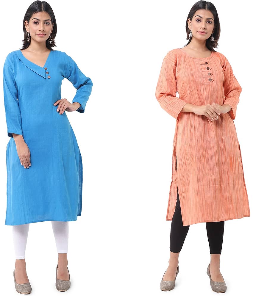 DESHBANDHU DBK - Multicolor Cotton Women's Straight Kurti ( Pack of 2 ) - Kurtis, Tunics | Buy online on ZillyBuy