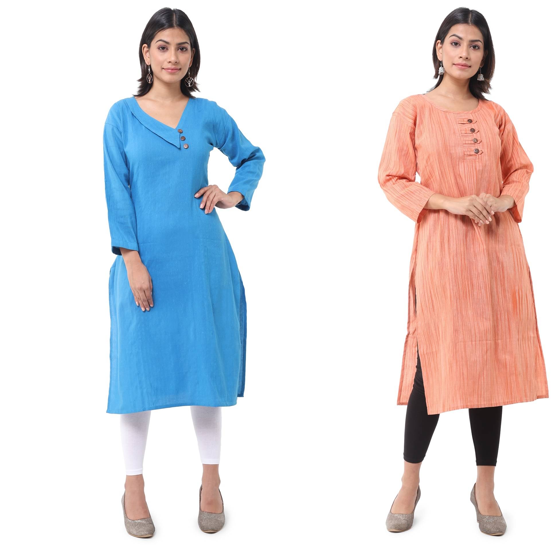 DESHBANDHU DBK - Multicolor Cotton Women's Straight Kurti ( Pack of 2 ) DESHBANDHU DBK - Multicolor Cotton Women's Straight Kurti ( Pack of 2 )