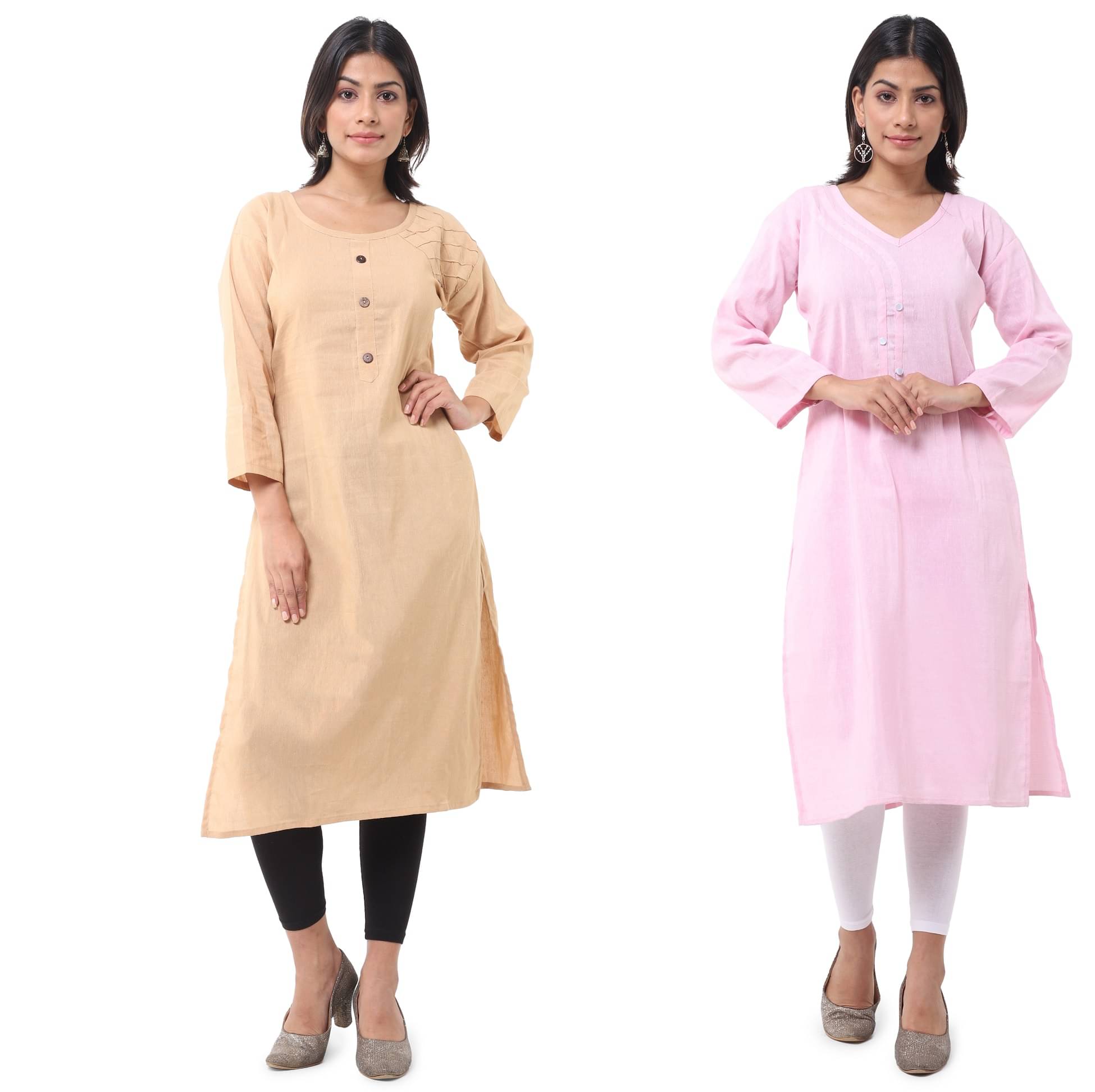 DESHBANDHU DBK - Multicolor Cotton Women's Straight Kurti ( Pack of 2 ) DESHBANDHU DBK - Multicolor Cotton Women's Straight Kurti ( Pack of 2 )