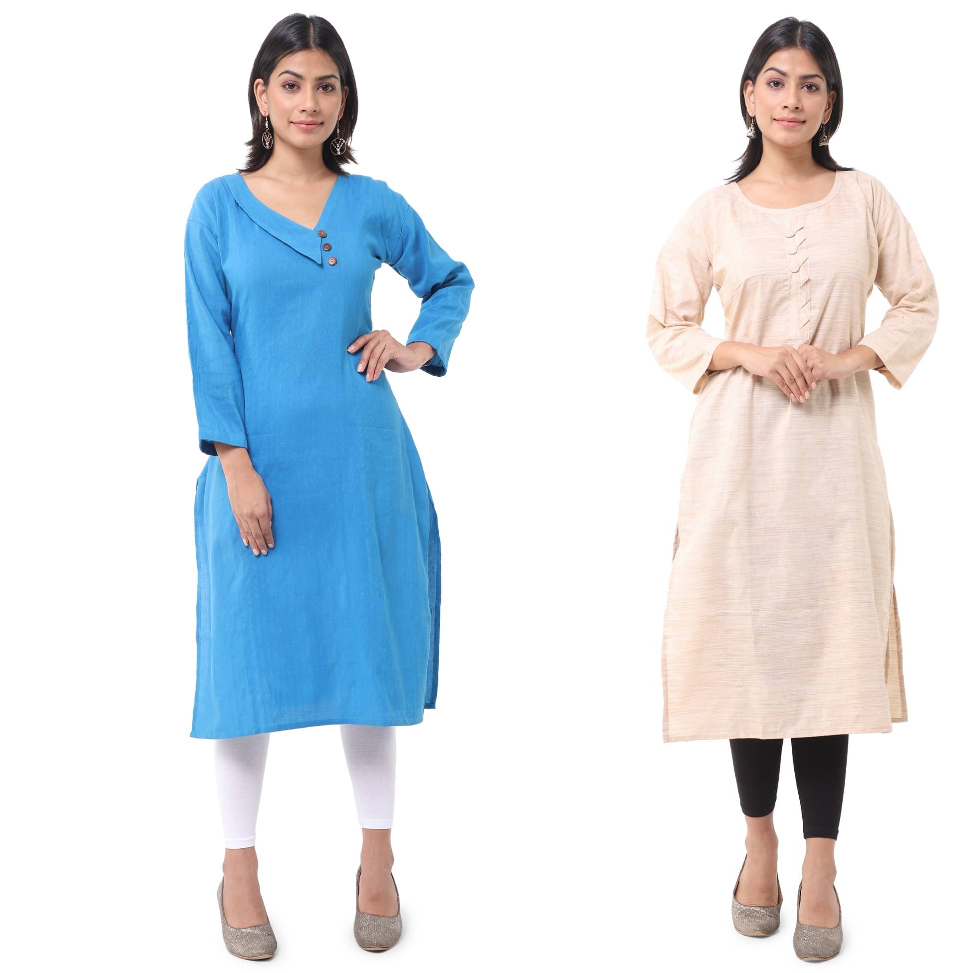 DESHBANDHU DBK - Multicolor Cotton Women's Straight Kurti ( Pack of 2 ) DESHBANDHU DBK - Multicolor Cotton Women's Straight Kurti ( Pack of 2 )