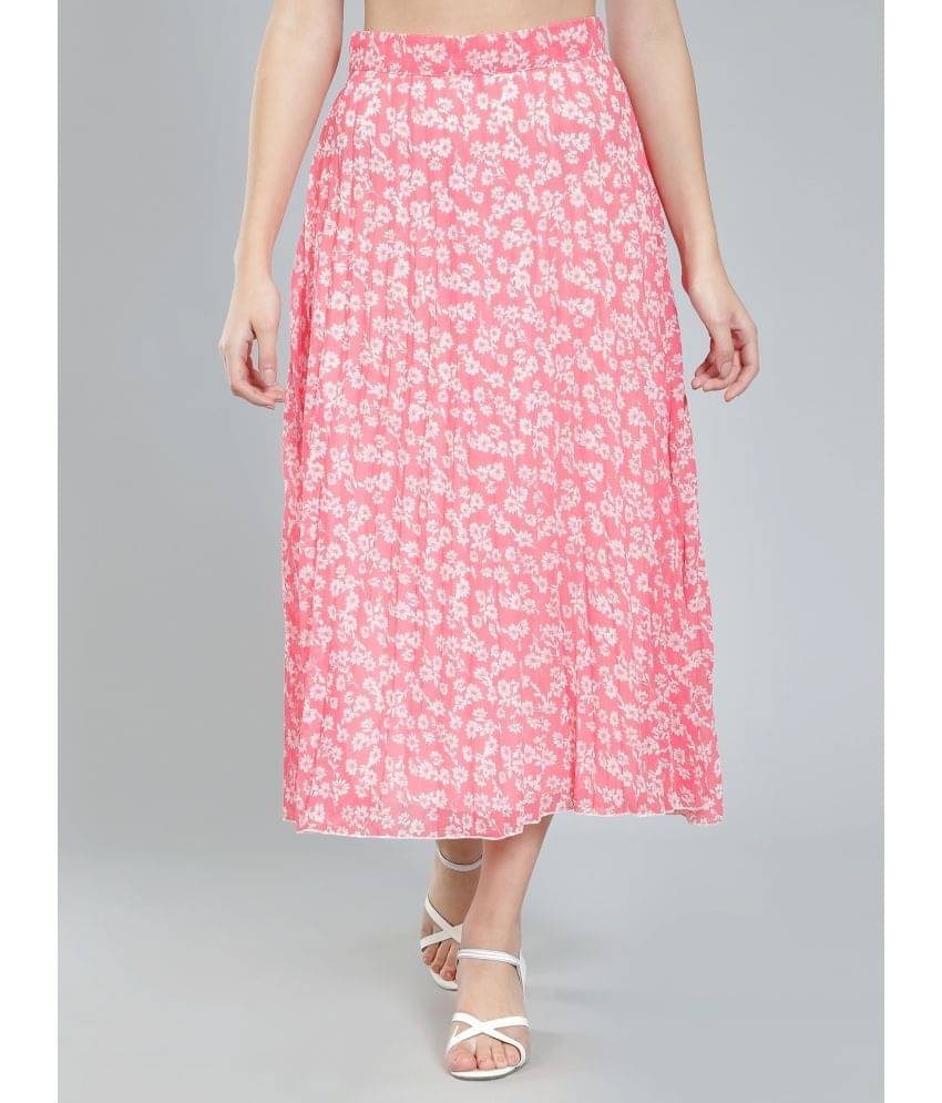     			NUEVOSDAMAS - Pink Georgette Women's Flared Skirt ( Pack of 1 )