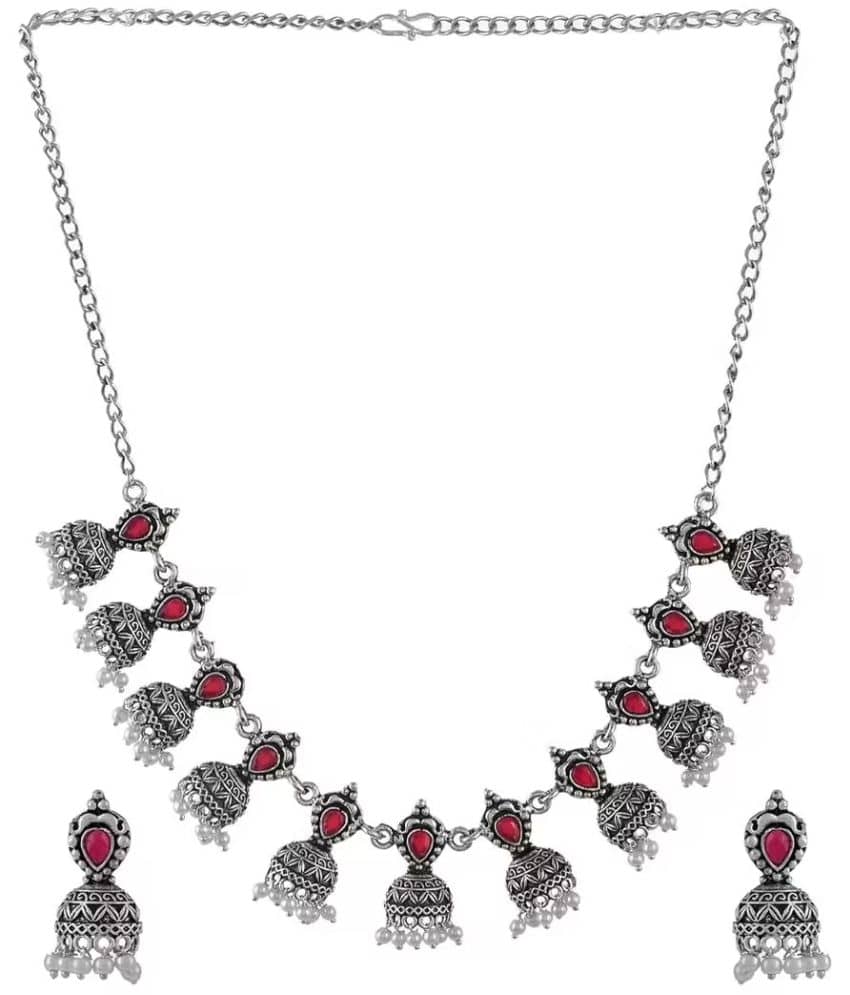 PUJVI - Silver Alloy Necklace Set ( Pack of 1 )