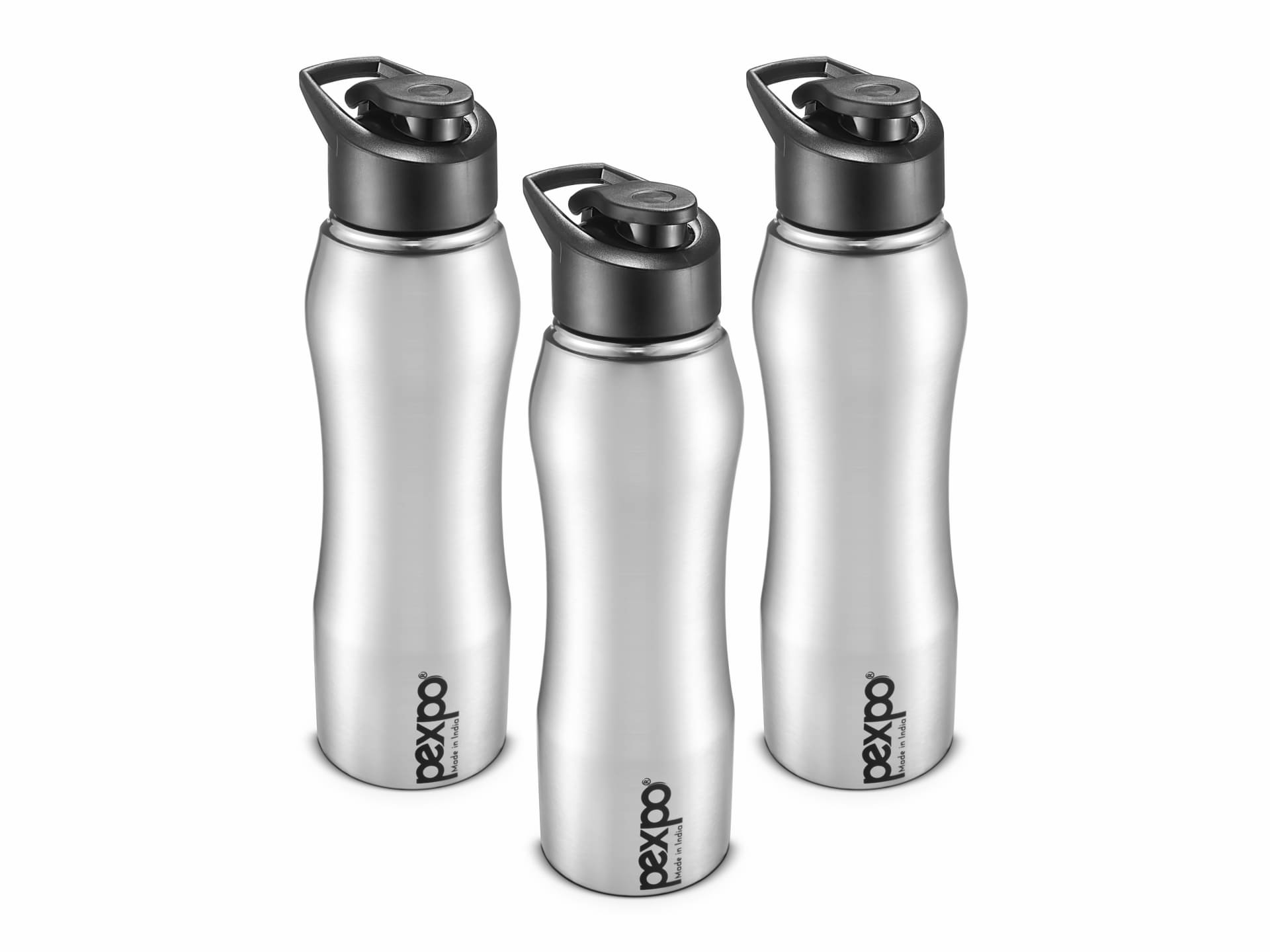     			PEXPO 1000 ml Stainless Steel Sports Water Bottle (Set of 3, Silver, Bistro)