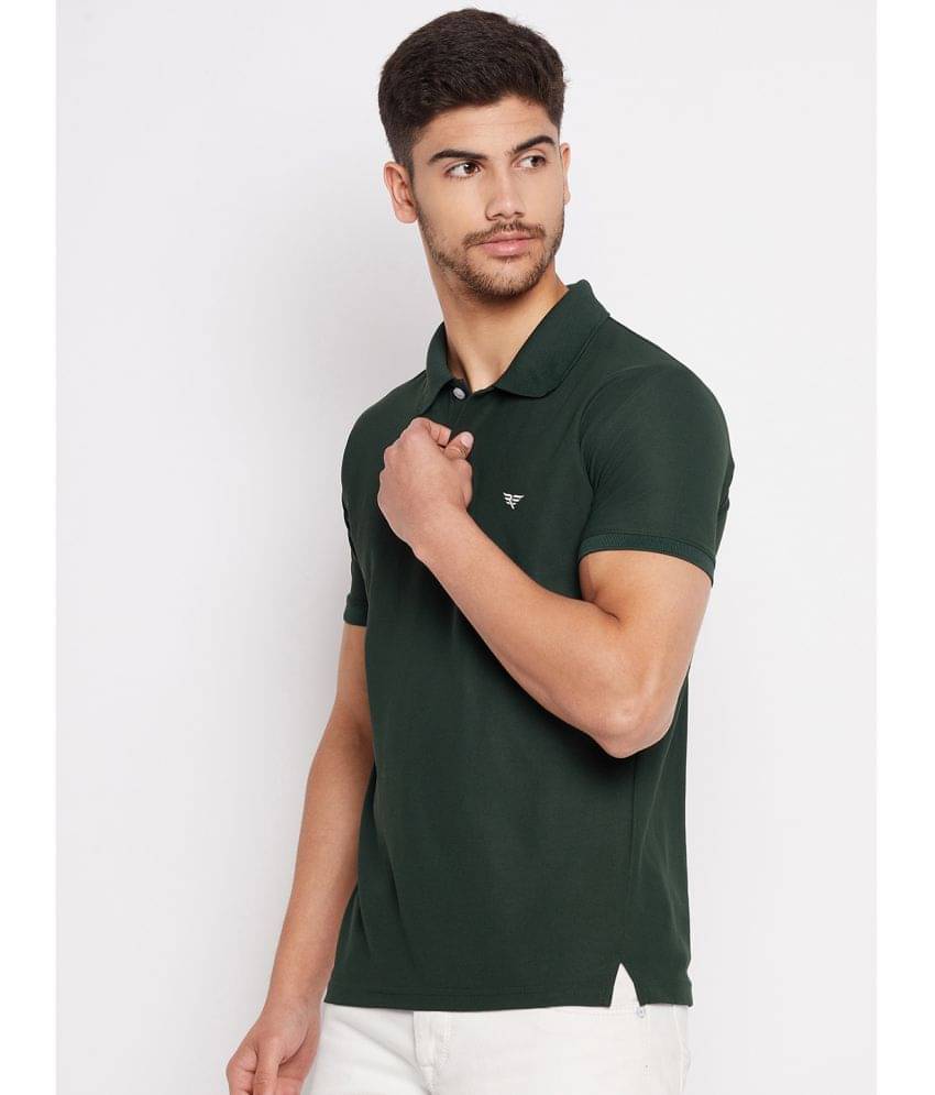     			Riss Pack of 1 Cotton Blend Regular Fit Solid Half Sleeves Men's Polo T Shirt ( Olive )