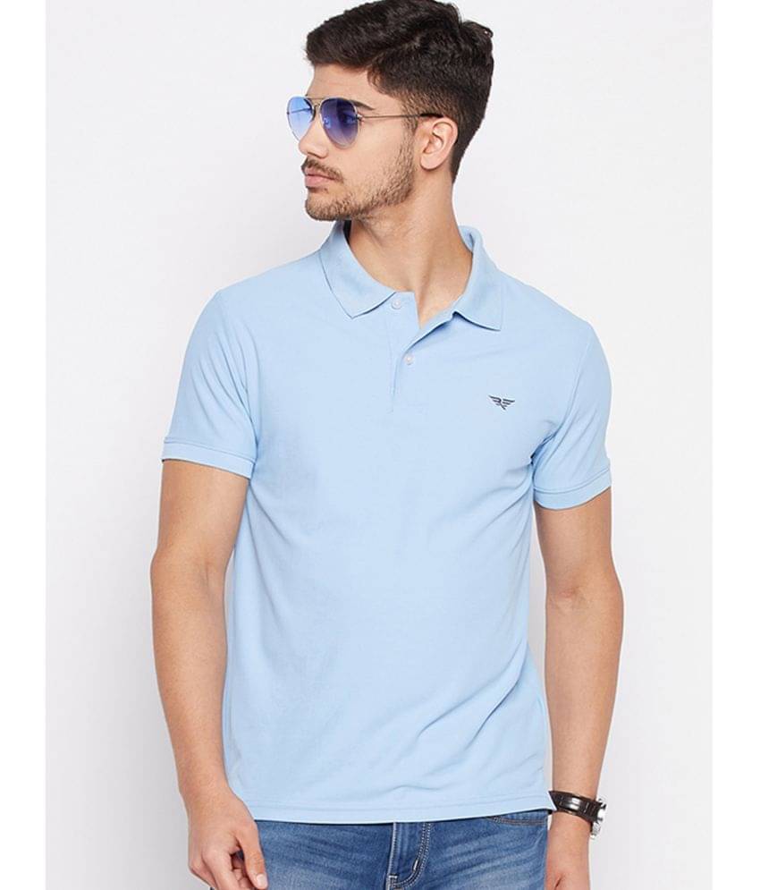     			Riss Pack of 1 Cotton Blend Regular Fit Solid Half Sleeves Men's Polo T Shirt ( Sky Blue )
