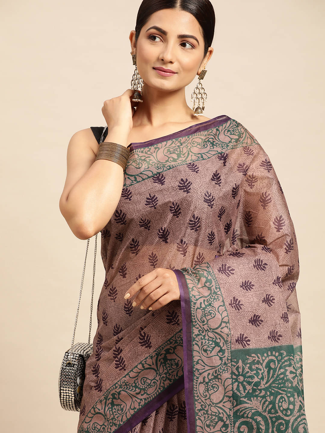 SHANVIKA Cotton Printed Saree Without Blouse Piece ( Brown ) SHANVIKA Cotton Printed Saree Without Blouse Piece ( Brown )
