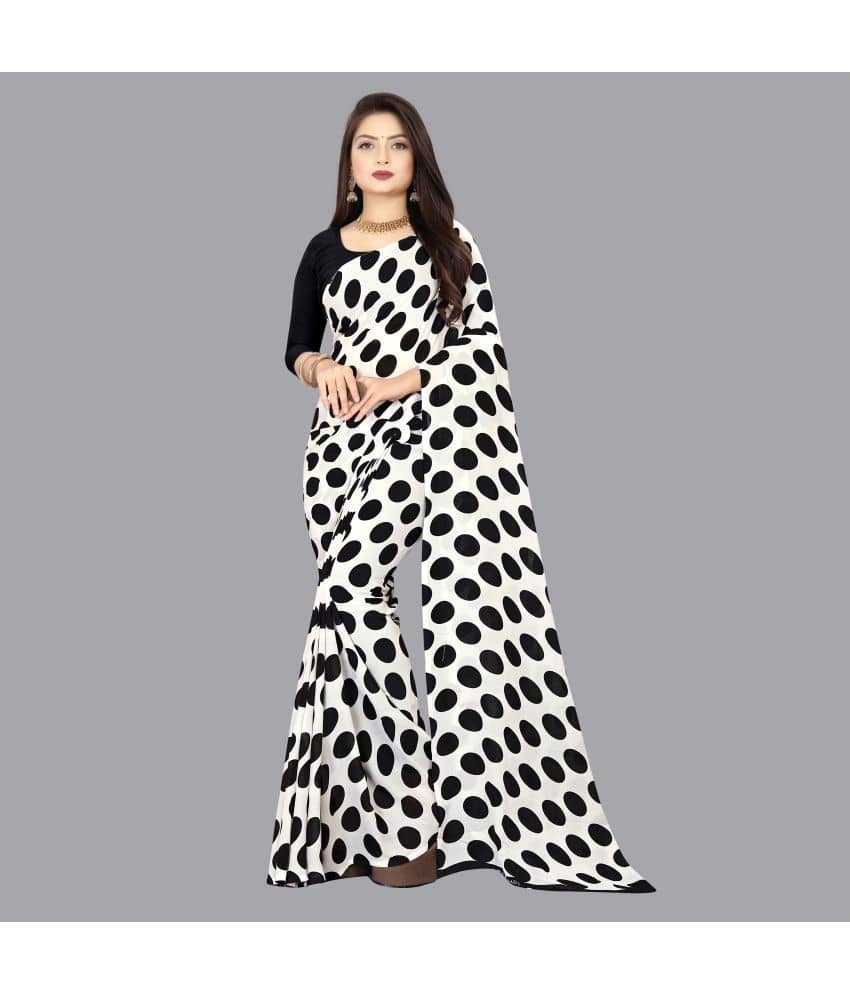 ANAND SAREES Georgette Printed Saree With Unstitched Blouse Piece ( Black ) - Sarees | Buy online on ZillyBuy