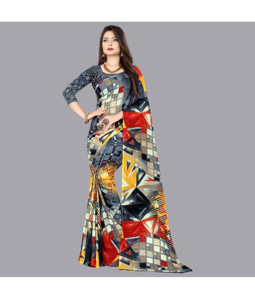     			ANAND SAREES Georgette Printed Saree With Unstitched Blouse Piece ( Grey )