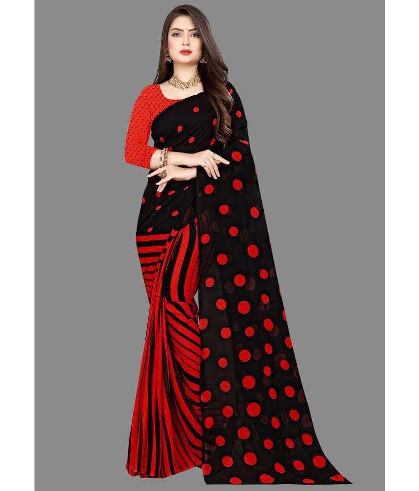     			ANAND SAREES Georgette Printed Saree With Unstitched Blouse Piece ( Red )