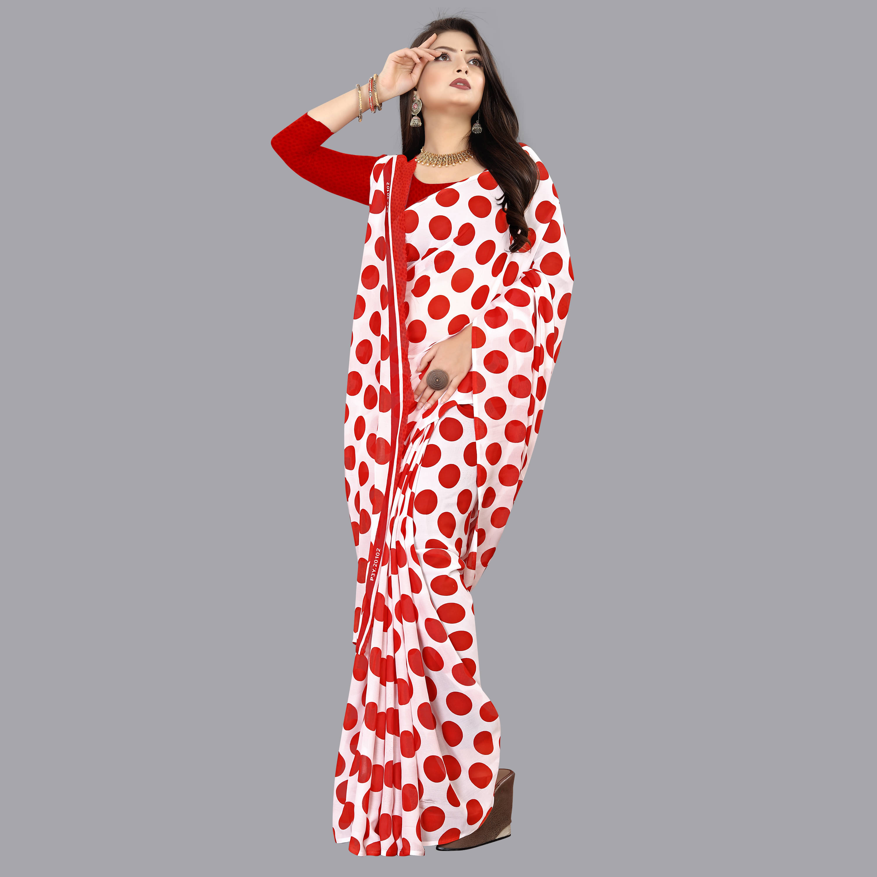     			ANAND SAREES Georgette Printed Saree With Unstitched Blouse Piece ( Red )