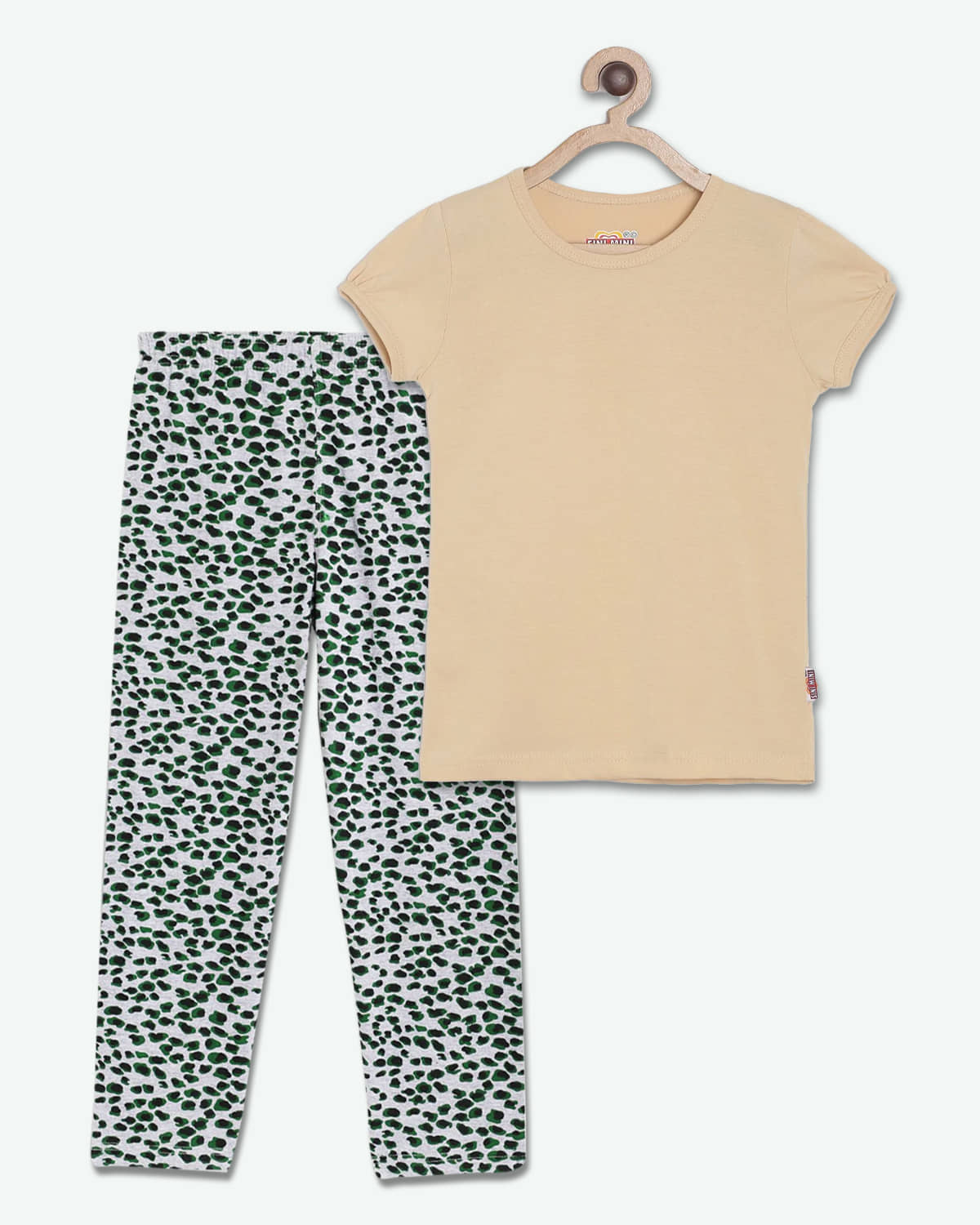 Sini Mini Pack of 1 Girls Cotton Top With Pants ( Beige )