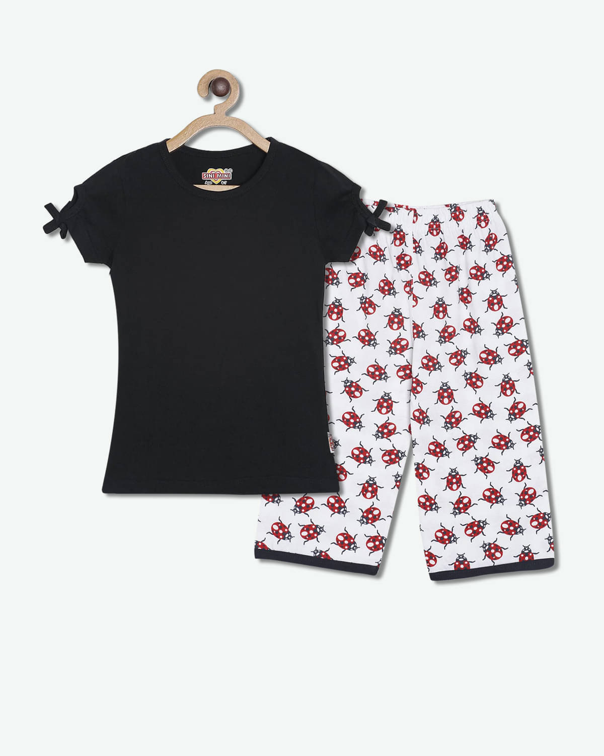     			Sini Mini Pack of 1 Girls Cotton Shirt With Capris ( Black )
