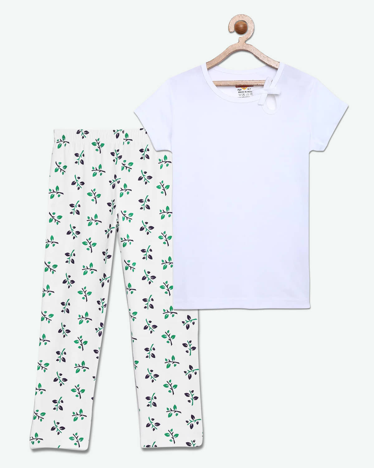 Sini Mini Pack of 1 Girls Cotton Top With Pants ( White )
