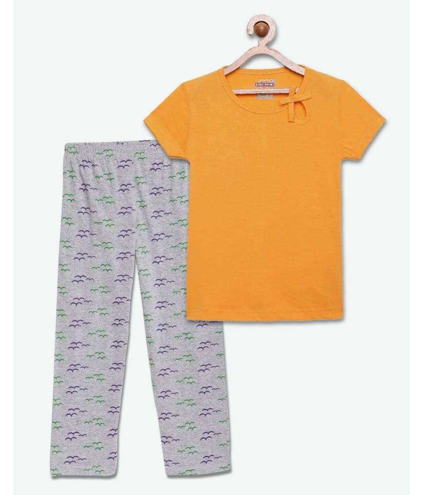     			Sini Mini Pack of 1 Girls Cotton Top With Pants ( Yellow )
