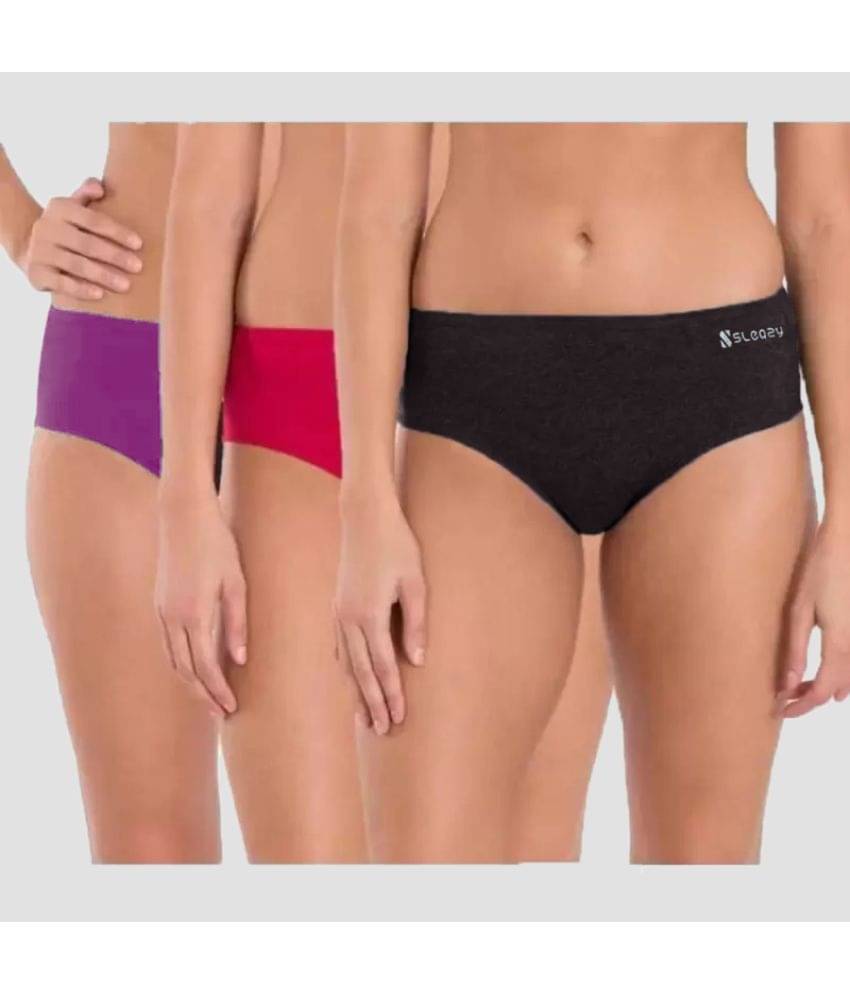 Sleazy Pack of 3 Cotton Solid Women's Briefs ( Multi Color ) Sleazy Pack of 3 Cotton Solid Women's Briefs ( Multi Color )