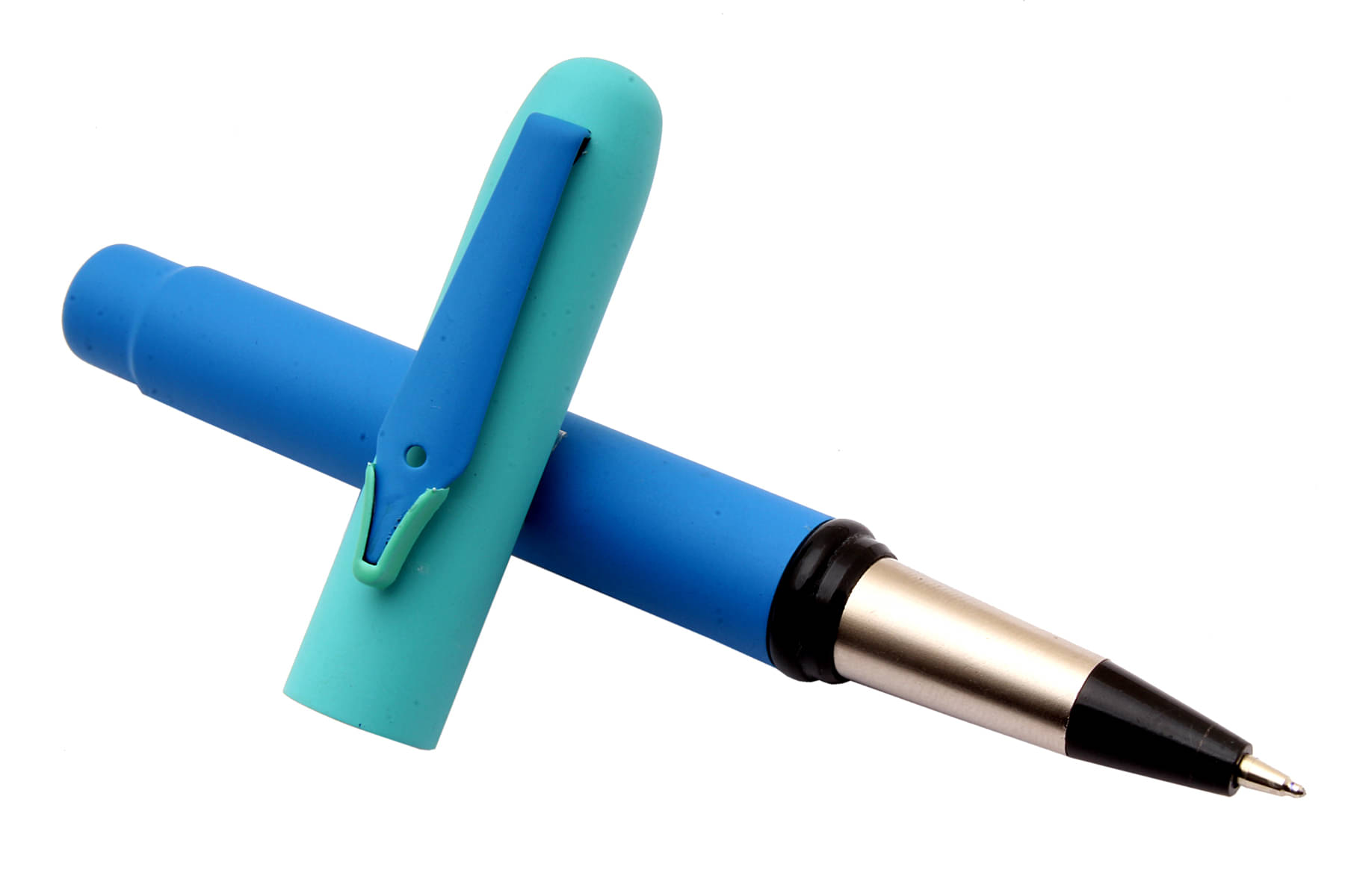     			Srpc Unique Magnetic Cap Ballpoint Pen Matte Blue & Sky Blue Metal Body Blue Refill