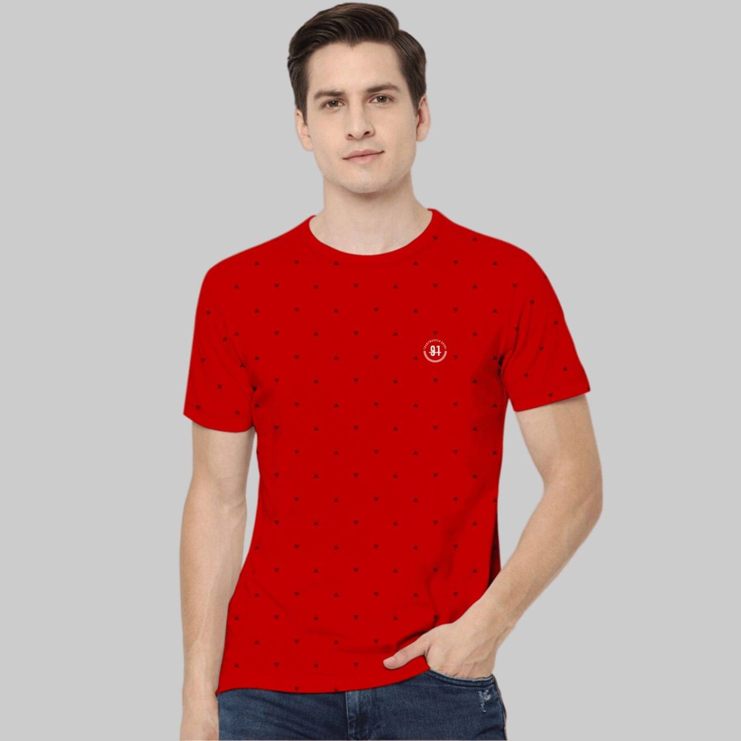    			TAB91 Pack of 1 Cotton Blend Slim Fit Men's T-Shirt ( Red )