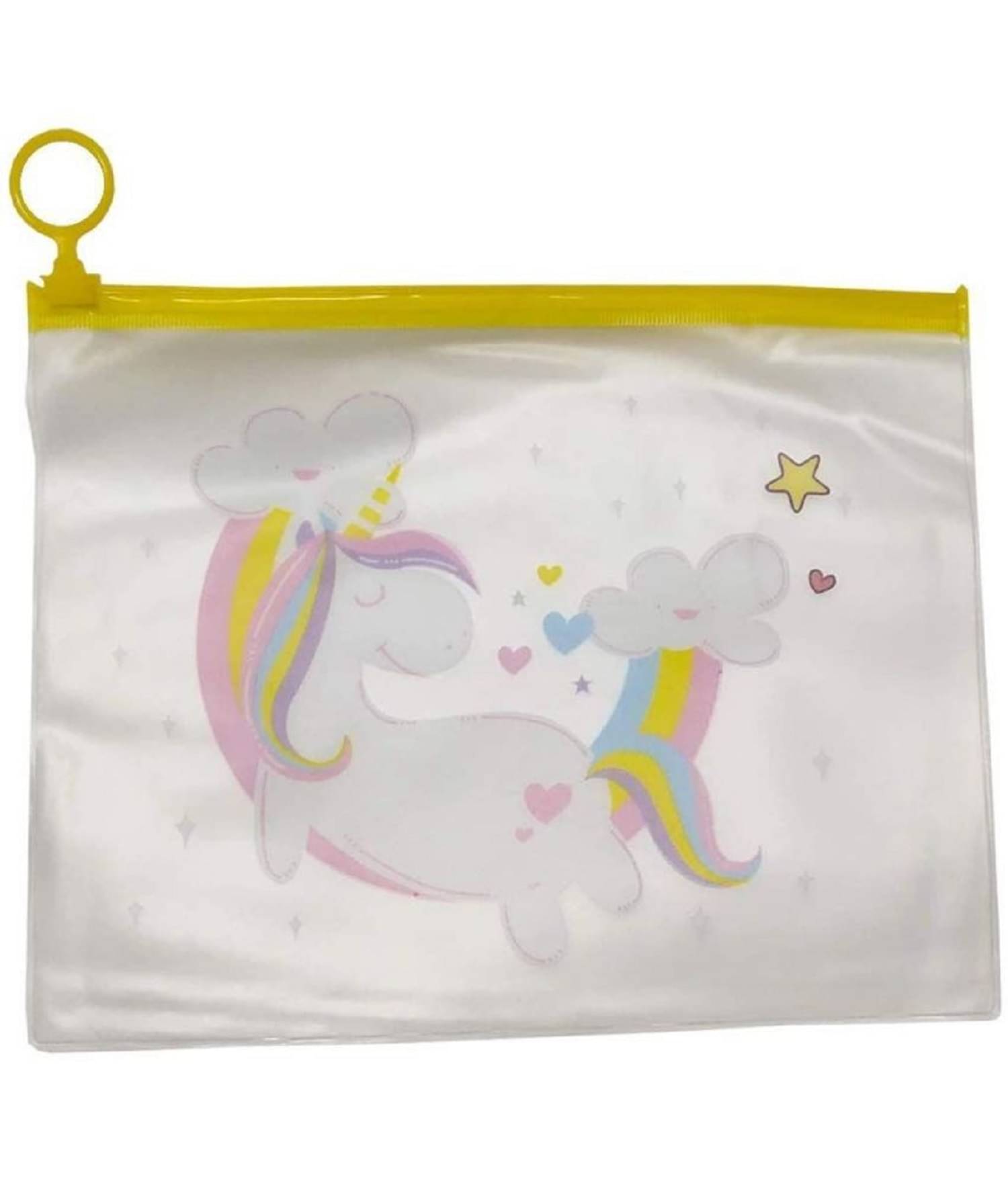     			Unicorn Transparent Pouches Pencil Pouch/Case for Kids | Assorted Design -Multi Color, Pack of 5 for Birthday Return Gifts