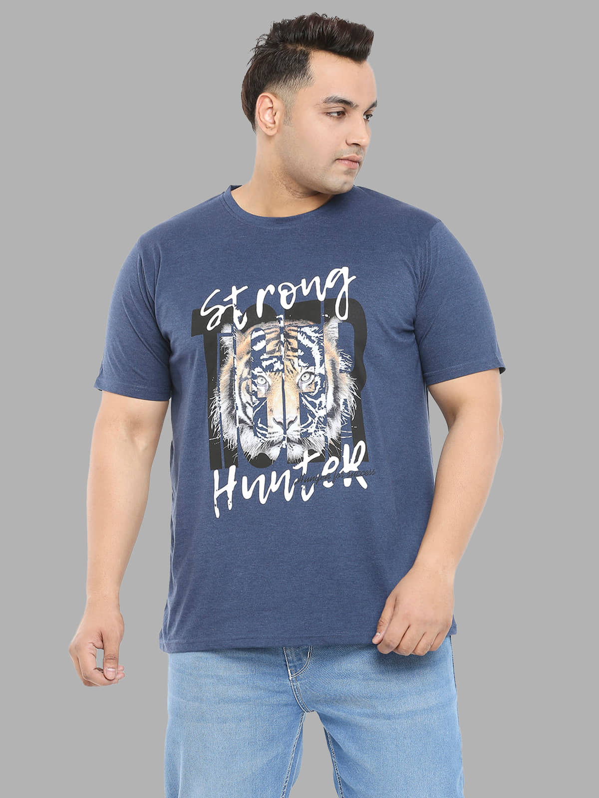 Xmex Pack of 1 Cotton Blend Regular Fit Men's T-Shirt ( Indigo )