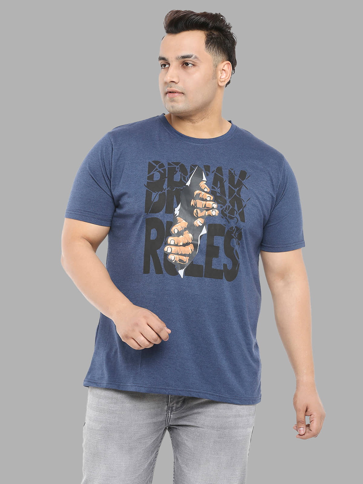 Xmex Pack of 1 Cotton Blend Regular Fit Men's T-Shirt ( Indigo )