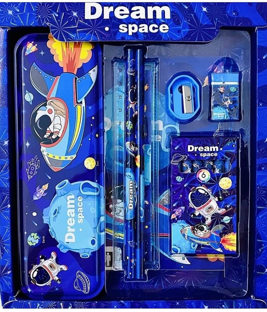 2307 YESKART-12 pcs All in One DREAM SPACE Theme Stationery Set Combo Boys Girls Dino Park DREAM SPACE Pencil Box Set - Stationery | Buy online on ZillyBuy