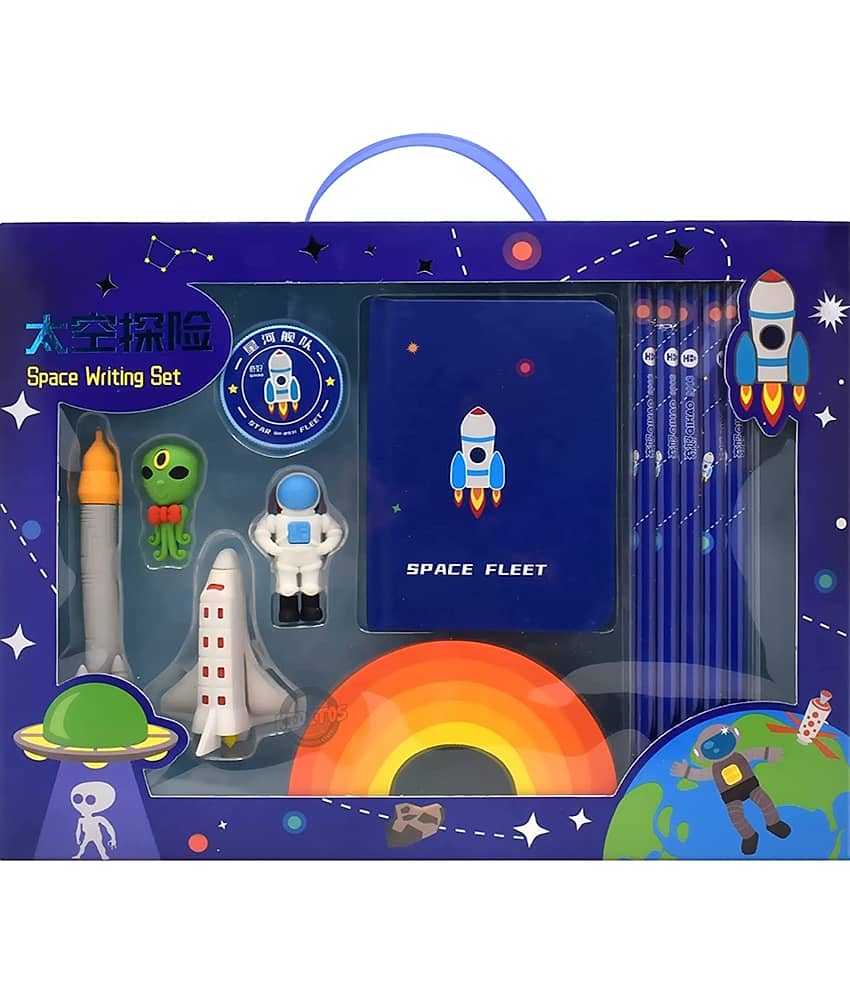 2342 YESKART- 12 PC Writing Stationary Set Space Themes Diary, Pencils, Erasers & Sharpeners for Kids Learn & Play Kit Birthday Return Gifts for Kids ( PACK OF 1) - Stationery | Buy online on ZillyBuy