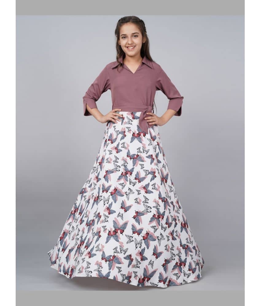 Aarya Designer Crepe Fit And Flare Dress For Girls ( Pack of 1 , Red )
