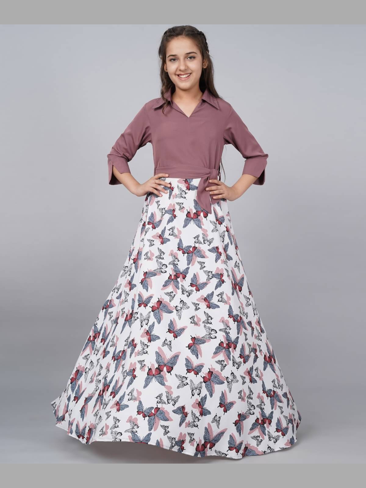 Aarya Designer Crepe Gown For Girls ( Pack of 1 , Purple ) Aarya Designer Crepe Gown For Girls ( Pack of 1 , Purple )