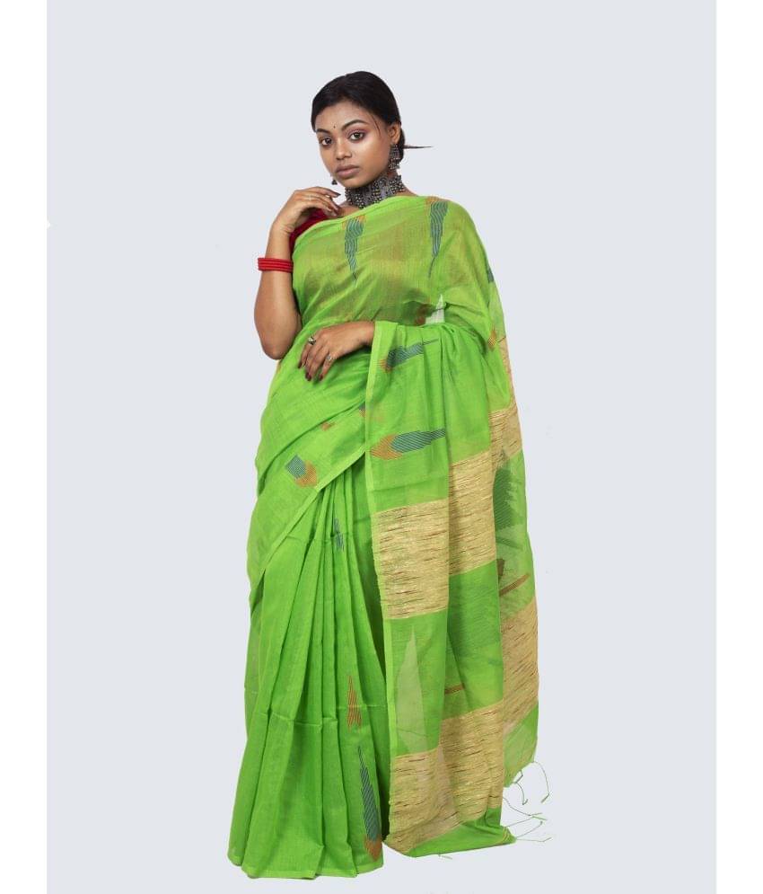 AngaShobha Cotton Blend Printed Saree With Unstitched Blouse Piece ( Green )     			AngaShobha Cotton Blend Printed Saree With Unstitched Blouse Piece ( Green )