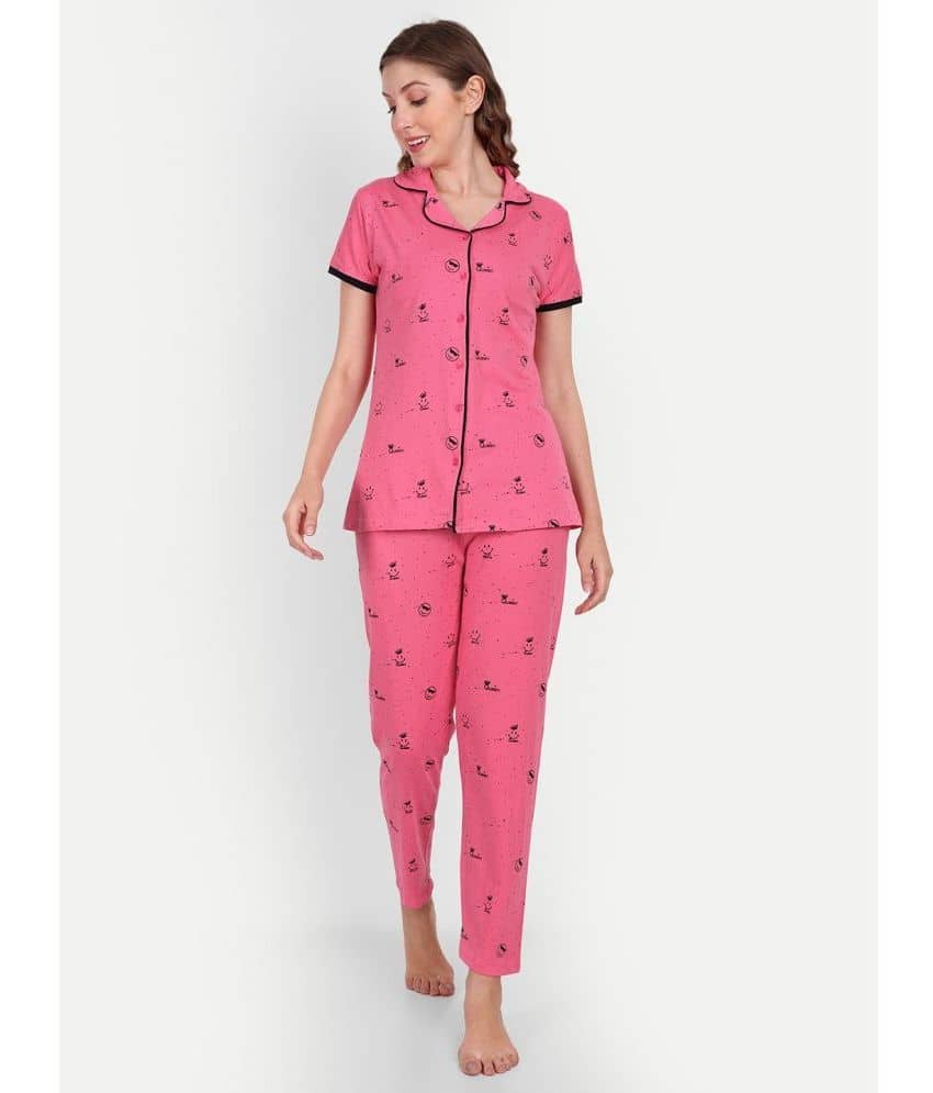 Aprozone - Pink Hosiery Women's Nightwear Nightsuit Sets ( Pack of 1 ) - Nightwear & Loungewear | Buy online on ZillyBuy
