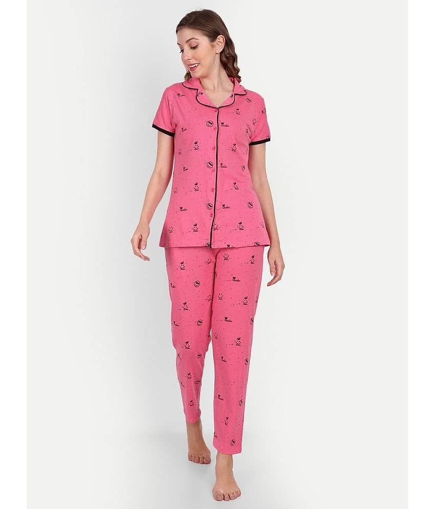 Aprozone - Pink Hosiery Women's Nightwear Nightsuit Sets ( Pack of 1 ) - Nightwear & Loungewear | Buy online on ZillyBuy