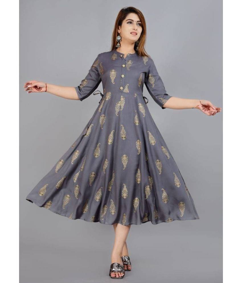     			Aurelisa - Grey Rayon Women's Flared Kurti ( Pack of 1 )