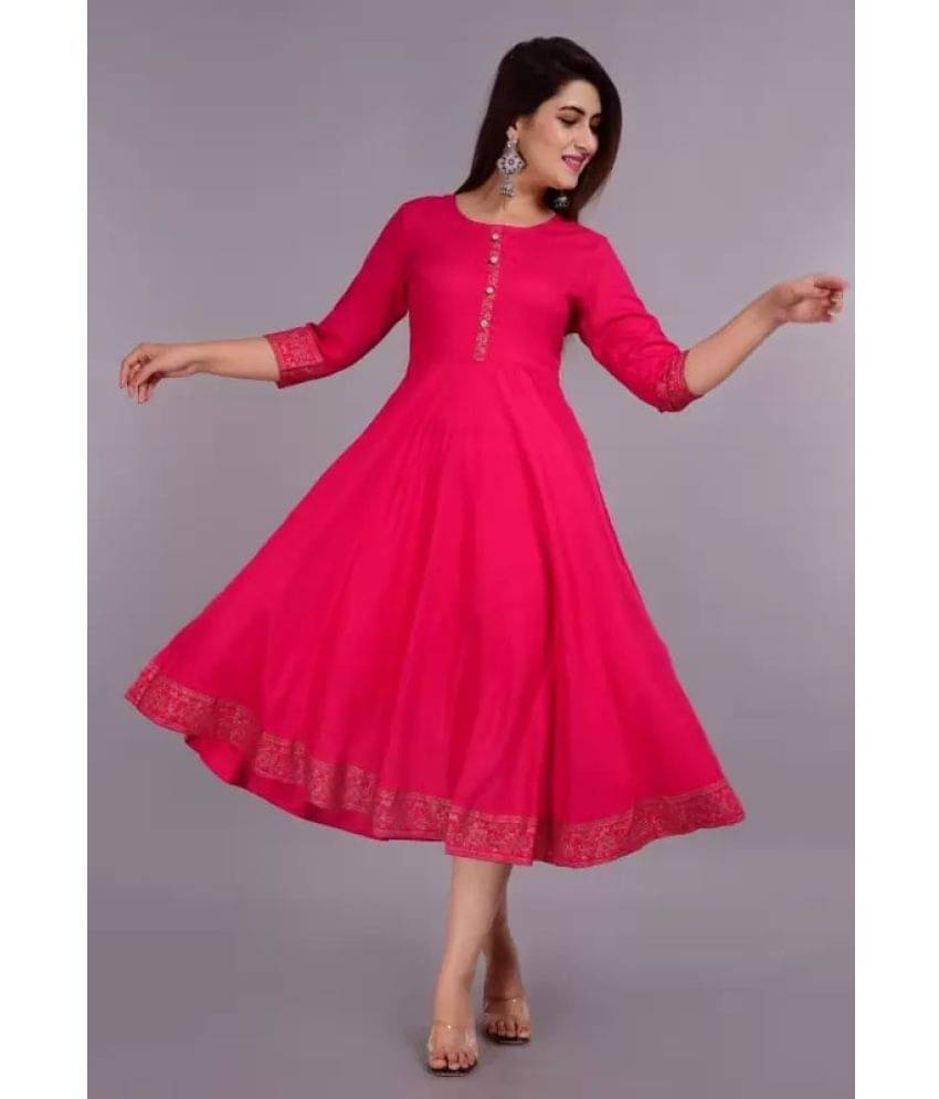 Aurelisa - Pink Rayon Women's Flared Kurti ( Pack of 1 ) Aurelisa - Pink Rayon Women's Flared Kurti ( Pack of 1 )