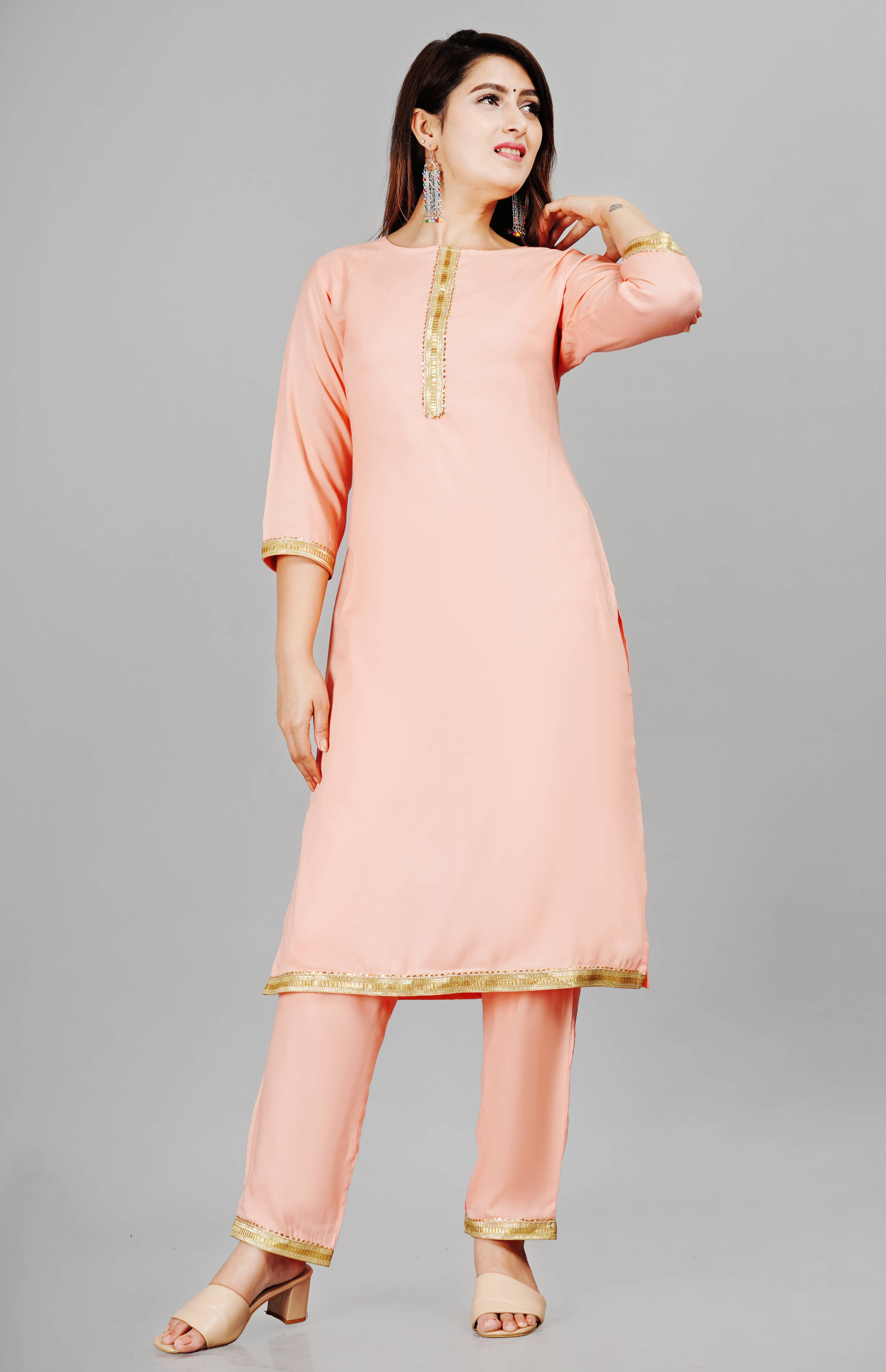 Aurelisa - Pink Straight Rayon Women's Stitched Salwar Suit ( Pack of 1 )     			Aurelisa - Pink Straight Rayon Women's Stitched Salwar Suit ( Pack of 1 )