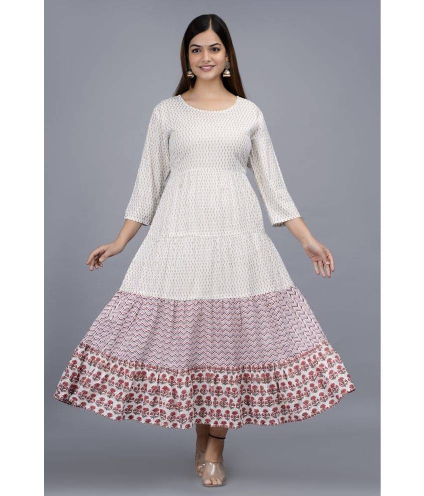 Aurelisa - White Rayon Women's Anarkali Kurti ( Pack of 1 ) Aurelisa - White Rayon Women's Anarkali Kurti ( Pack of 1 )