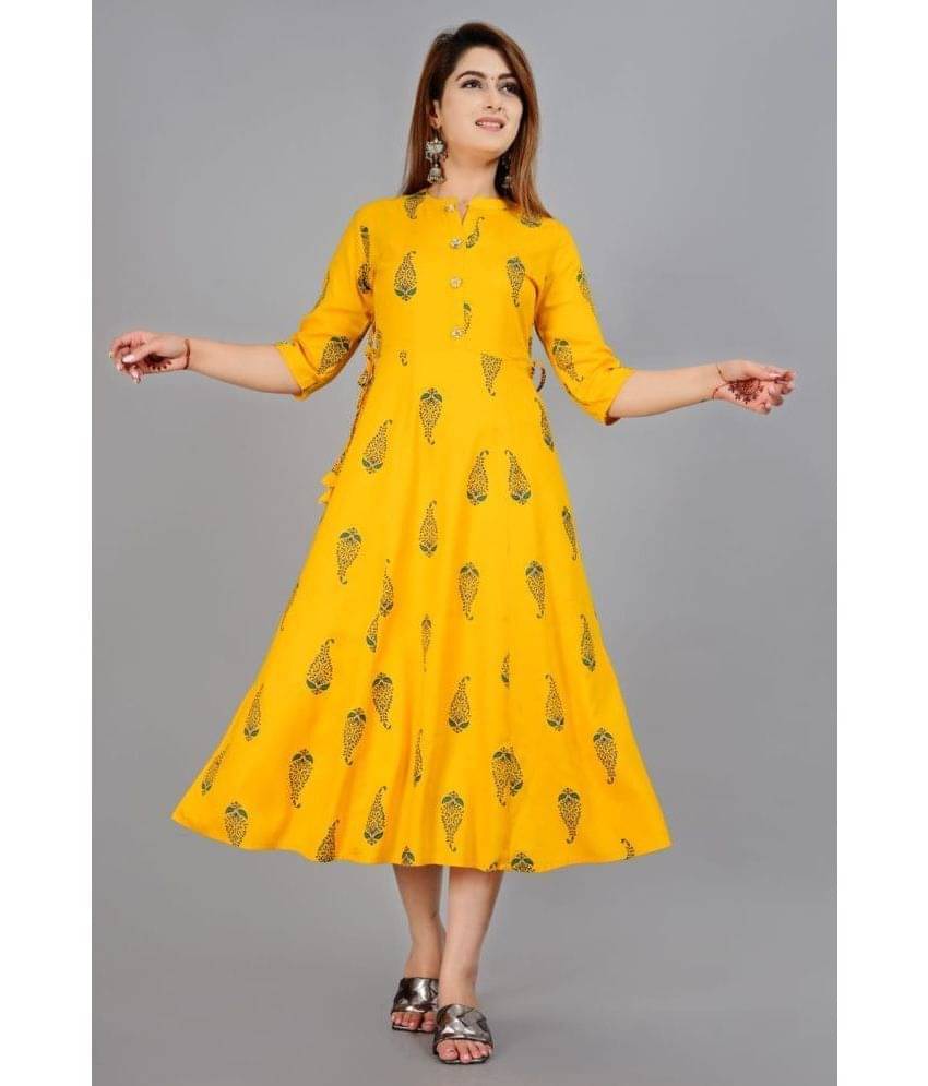     			Aurelisa - Yellow Rayon Women's Flared Kurti ( Pack of 1 )
