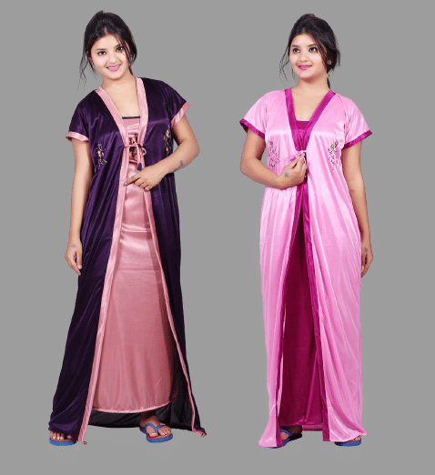    			BAILEY SELLS - Purple Satin Women's Nightwear Nighty & Night Gowns ( Pack of 2 )