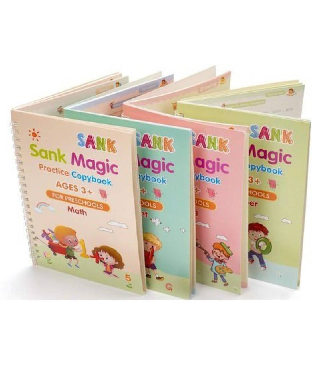     			Bentag Magic Practice Copybook, Number Tracing Book For Preschoolers With Pen, Magic Calligraphy Copybook Set Practical Reusable Writing Tool Simple Hand Lettering (4 Books + 10 Refills + 1 Pen + 1 Grip)