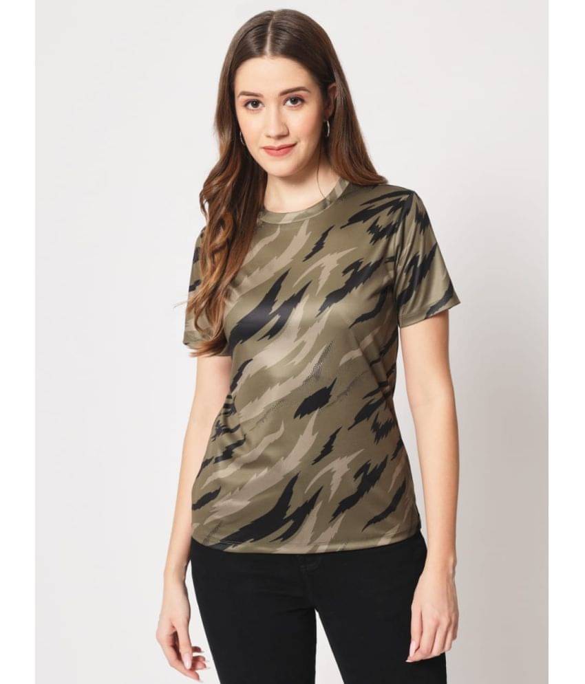 CRAFT AURA Women Cotton Printed Slim Fit Round Neck T-Shirt ( Olive ) CRAFT AURA Women Cotton Printed Slim Fit Round Neck T-Shirt ( Olive )