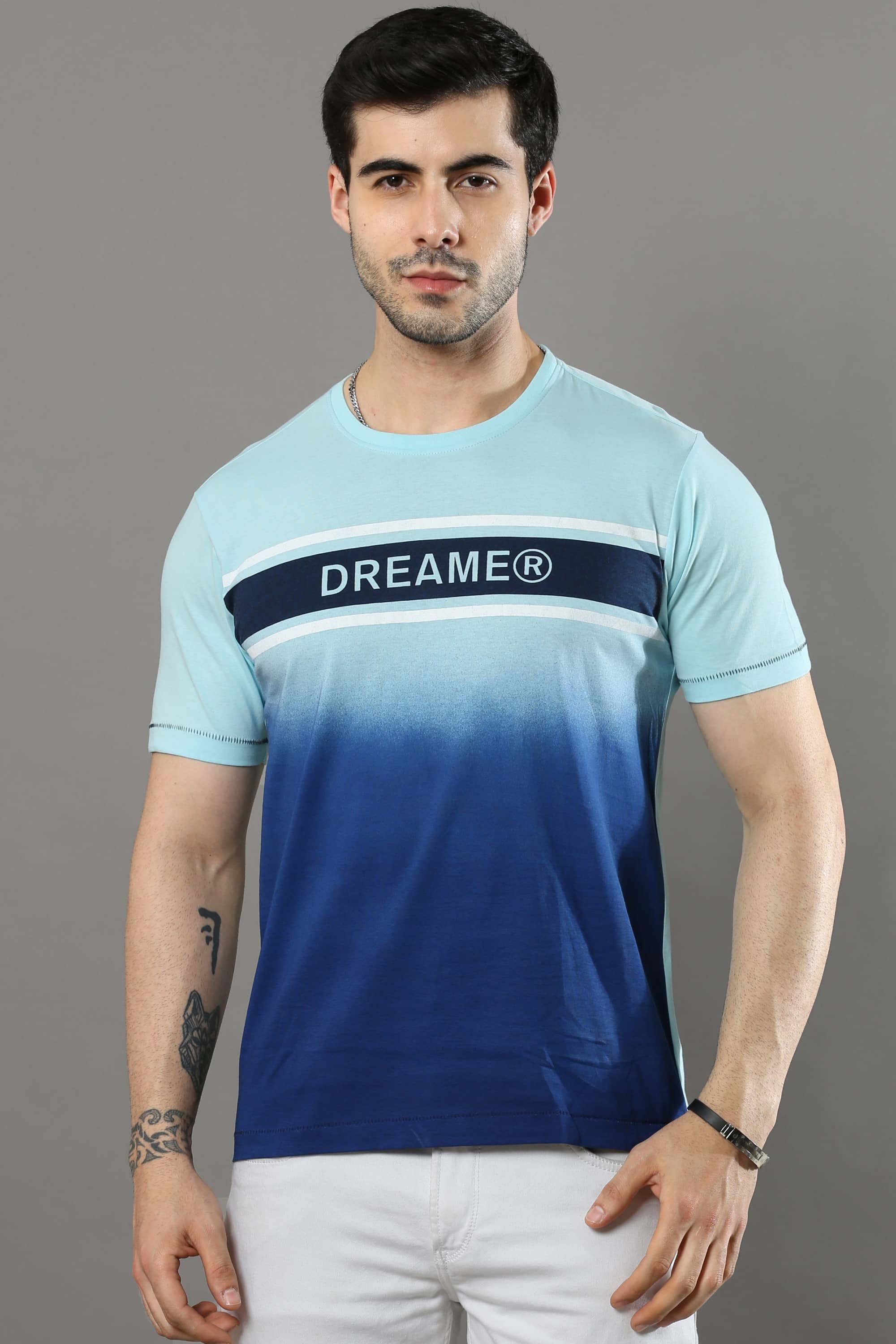 Cool Colors Pack of 1 Cotton Regular Fit Men's T-Shirt ( Aqua Blue )