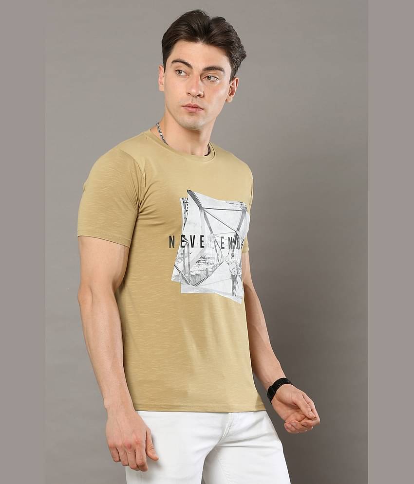 Cool Colors Pack of 1 Cotton Regular Fit Men's T-Shirt ( Beige )