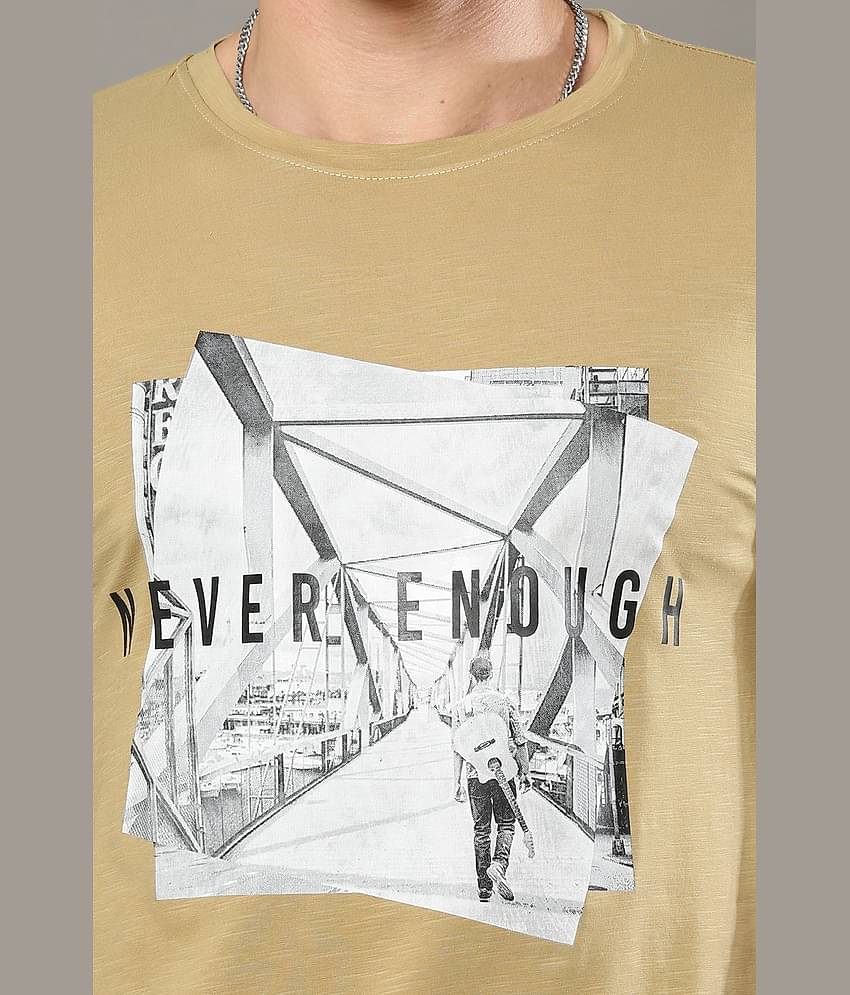 Cool Colors Pack of 1 Cotton Regular Fit Men's T-Shirt ( Beige )