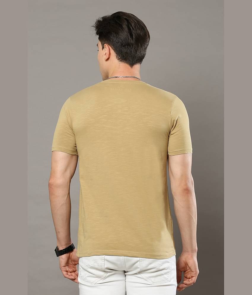 Cool Colors Pack of 1 Cotton Regular Fit Men's T-Shirt ( Beige )